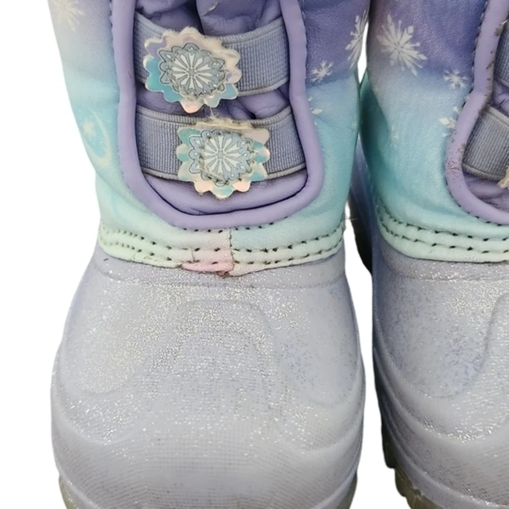Disney LED‎ Light Up Toddler Girls' Frozen Winter Boots Blue with Glitter Size 6
